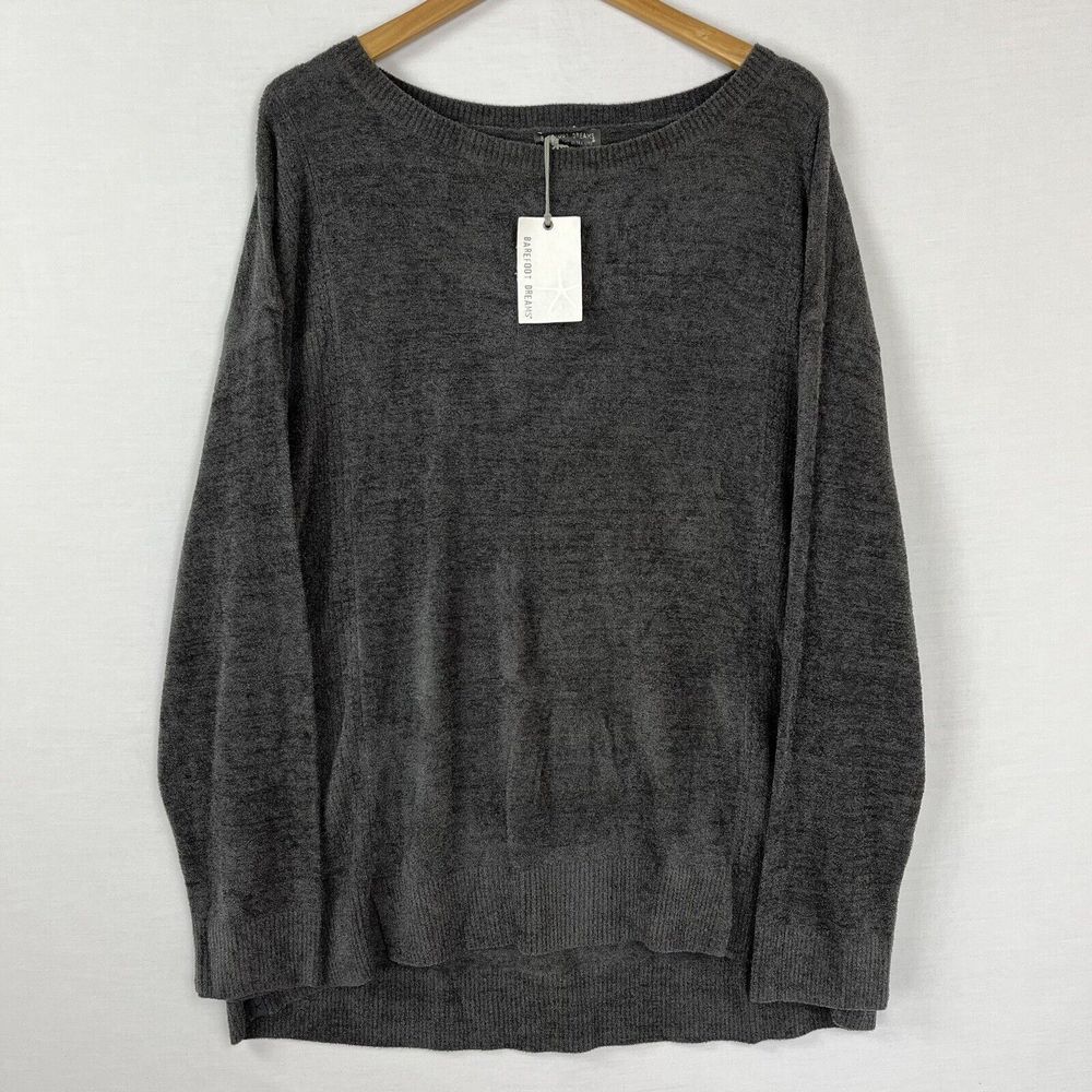 Barefoot Dreams Womens 2X CozyChic Ultra Lite Dockside Pointelle Pullover Carbon